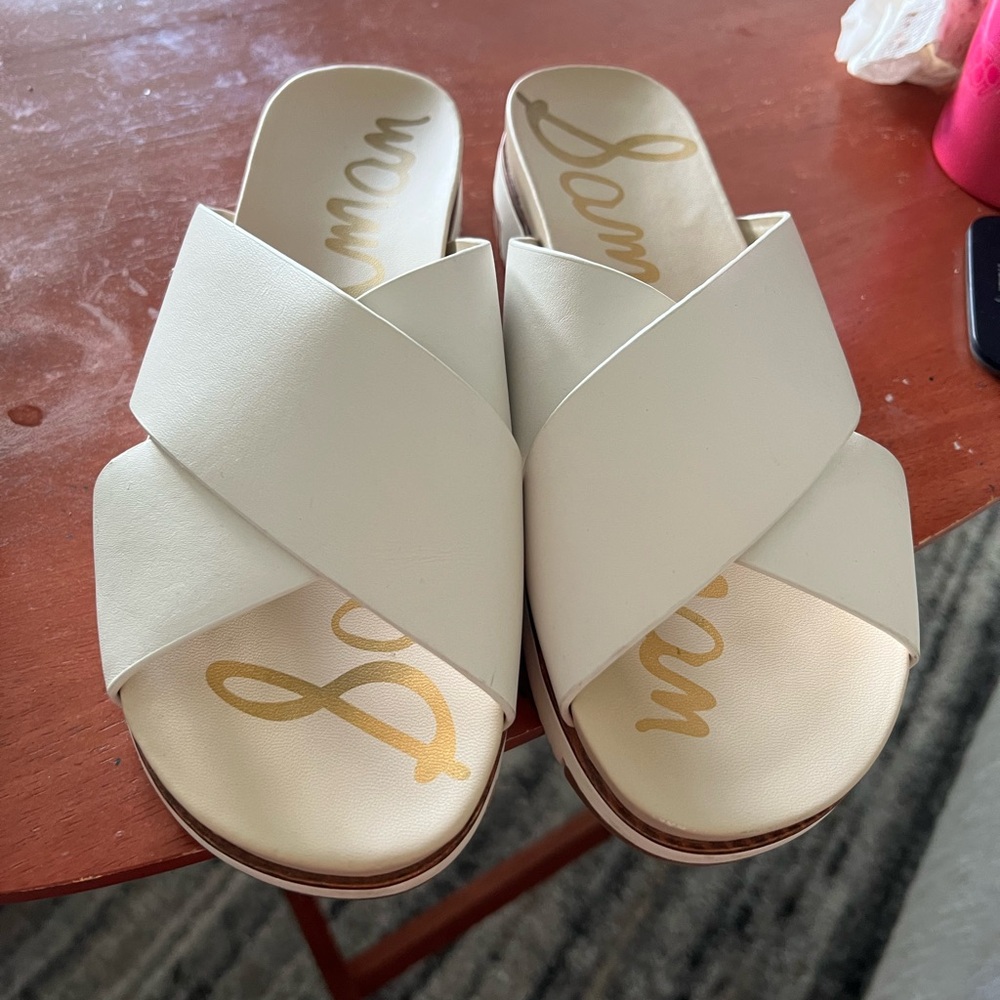 Sam Edelman Audrea Cream Cross-Band Sandals size 38 size 8